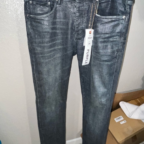Purple Brand Jeans Men's Distressed Skinny Jeans Size 34 and Lv belt combo - Picture 5 of 9